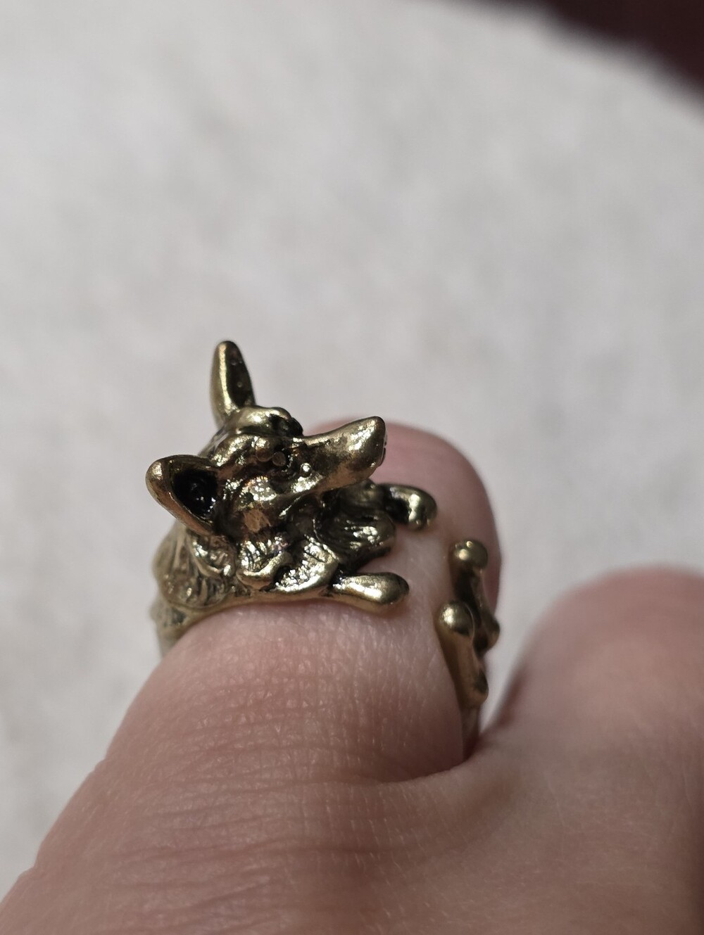 Brass Corgi Wrap Ring Y2K Statement Chihuahua Dog Gold Tone 6-7 Juicy Kawaii